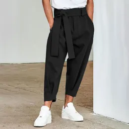 Мужские брюки 2023 Мужчина мода с твердым цветом. Случайные брюки с гаремом с широкими брюками для ног S-3XL