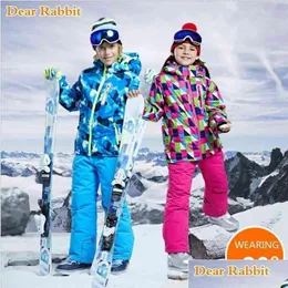 Giyim Setleri 30 Derece Çocuk Seti Erkek Kız Çocuk Snowboard Takım Su Geçirmez Açık Hava Dış Spor Kıyafetleri Snowsuit Teen 210908 DHXSQ