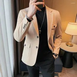 Men's Suits Autumn Winter High-quality Wool Blazers Men Slim Fit Casual Business Dress Suit Jackets Social Wedding Masculine Clothing