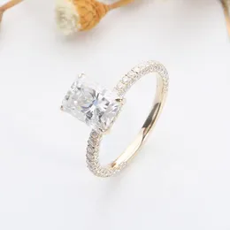 Кластерные кольца cxsjeremy solid 14k 585 желтое золото 2ct Radiant Cut 6 8 мм обручальное кольцо Moissanite для женского обручального кольца годовщина подарок