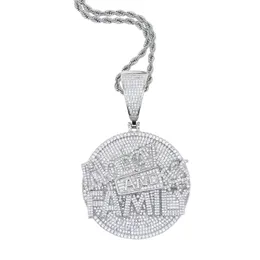 Men Women Hip Hop Round Pendant Necklace with Rope Chain Iced Out Bling 5A Cubic Zirconia Necklaces Fashion Charm Jewelry