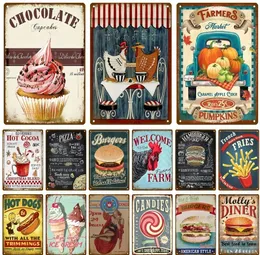 Metal Painting Sign Delicate Fast Food Metal Plate Tin Sign Plaque Vintage Restaurant Home Cafe Kitchen Metal Poster Wall Decor 30X20cm W03