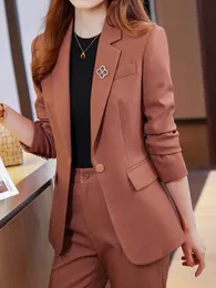 Women's Suits Blazers Women Casual Elegant Business Trousers Suit Office Ladies Slim Vintage Blazer Pantsuit Female Fashion Korean Clothes Two Pieces 230322