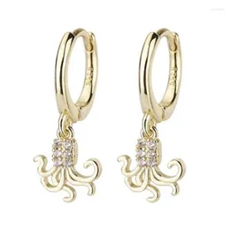 Brincos de backs Creative Fun Octopus Clip Clip Gold e Silver Color Feminino Acessórios de joias de estilo feminino