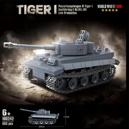 Bloki WW2 Military Panzer Tiger i Heavy Tank Panzerkampfwagen VI AUSF E BUDYNEK II Wojna Światowa Figurki Cegły Model Toys Prezenty 230322