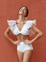 Kadın Mayo Fitshinling Mesh Çırıltılar Yüksek Bel Bikinis Setleri Derin V Boyun İnce Seksi Mysuits Plaj Fitness Mayolar