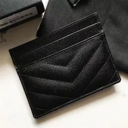 Elegant Black Caviar Wallet Lady brand Card holder Fashion Women Credit cards bag Mini Leather purse208a
