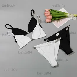 Bras Sets summer new sexy gathering trackless bikini swimsuit underwear women trend T230323