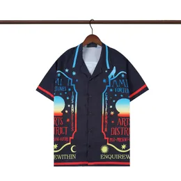 Lyxdesigner skjortor herr mode röd kanin bowling tshirt hawaii blommor casual silkes skjortor män smal passande kort ärm klänning skjorta 23SS