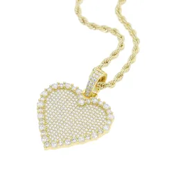 Hip Hop Iced Out Sparking Cz Heart pendant Charm Bling Cubic Zircon Paved Necklace Pendant for Women Men Jewelry Gift