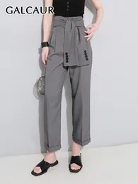 Damenhosen GALCAUR Patchwork-Spitzenhose weiblich geraffte Taille solide schicke Hose mit weitem Bein für Frauen Mode Herbst Kleidung Stil 230322
