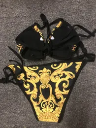 Designer Bikini Feminino Feminino Awear Sexy Luxury Gold Design Biquíni Mulheres Push Up Set Set Bathing Lea