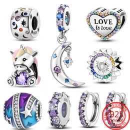 925 Sterling Silver smycken är lämplig för Pandora primitiv solblomma, vin och söt unicorn charm smyckeproduktion