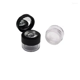 زجاجات التخزين Mini 3G فضفاضة مسحوق الجرة مع Sifter Matte Black Makeup Eyeshadow Compact Blush Case Protable Box 20pcs