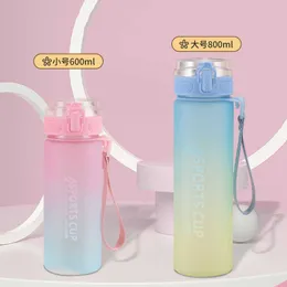 water bottle 600/800ML NEW Large Capacity Portable Plastic Water Bottle Creative dent Drinking Cup Men's and Women's Sports Water Cup P230324