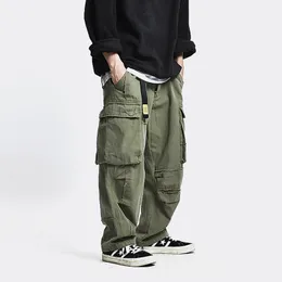 Pantaloni maschili safari in stile multi tascabili da carico sciolto pantaloni da lavoro da lavoro da uomo streetwear casual 230324