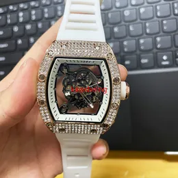 Novo 2023 com Diamond Men's Watch Sports Leisure Weln's Watch Hollow-Out Dial Design Silicone Quartz Watch Factory Sales