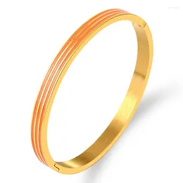 Bangle Enamel Geometry Jrewelry Orange White Resin Bangles & Bracelets Gold Color Stainless Steel Manchette Pulseiras Famale Girl 2023