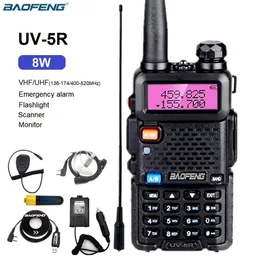 Walkie Talkie UV5R Baofeng UV 5r 8W Amateur HF Transceptor Radio Scanner VHF UHF Ham Station Longa alcance para caçar 230324