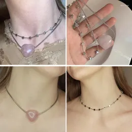 Zincirler Lucky-Star Coker Kolye Kalp Kolye Katmanlı Necklace Narin Spike-Choker