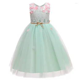 Girl Dresses Fairy Flower Girls Dress Wedding Wedding Aplice Green Applique Tulle Long Hallow Out Princess Costume for Teenager Prom formale Vestido
