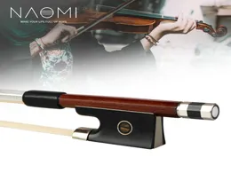 NAOMI 44 Violin Bow Brazilwood Octagonal Stick Seep Leather Wrap Ebony Frog Bow Fast Response Well Balance8945428