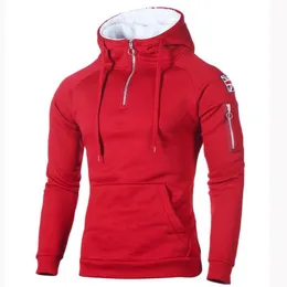 رجال رجال Sweatshirts سترة مزخرفة سستة العنق محطمة غطاء طويل الأكمام ملصق الجيب الشارع للرجال ملابس الرجال