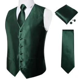 Mens Vests Mens 정장 복수 목 넥타이 세트 웨딩 파티 드레스 Paisley Solid Green Silk Waistcoat 턱시도 남성 Blazer Dibangu 230323