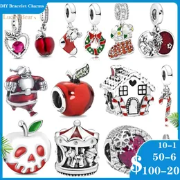 925 Siver Beads Charms för Pandora Charm -armband Designer för kvinnor Red Apple Santa Socks Home