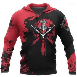 Erkek Hoodies 2023 Novo Crazy Viking Savaşçı Desen 3D Dövme Baskı Moletom Harajuku Com Capuz Sonbahar Fas