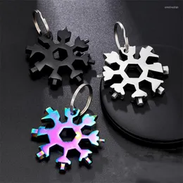 Nyckelringar 18 i 1 Snowflake Multi Pocket Tool Keychain Multifunktion Skruvmejsel Multipurpose Camp Survive Outdoor Hike