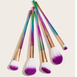 Makeup Brushes Saiantth Portable 5sts Liten midja Set Colorful Loose Powder Blush Foundation Beauty Tools Gradient Cosmetic Long Long