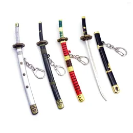 Chaves de uma peça de espada de espada Roronoa Zoro Borda de brinquedo Buckle Metal Metal Pingente Chaveiro Llavers Anime Cosplay Gift Gift Wholesale