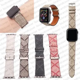 Дизайнерские ремешки для часа для Apple Watch Band Ultra 49 мм 38 мм 42 мм 45 мм серии IWATCH 8 9 4 5 6 7 BRASTER BRASTE BRASTET Кожаная оригинальная монограмма Печать Print AP WATCHBANDS