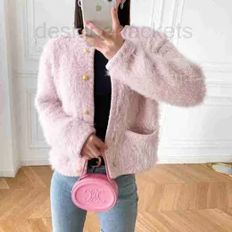 Women's Jackets Designer Mohair Short Knitted Cardigan Premium Sweater French Single breasted Top Light Luxury Celebrity Coat MEB5