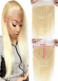 13x6 TranparentHD LACE Frontal 613 Blonde Brazilian Straight Human Hair Closure Preucked of Baby Hair1246621