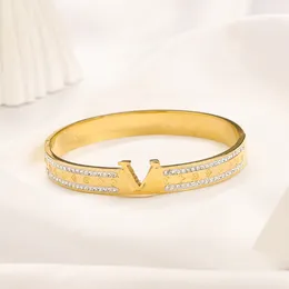 Pulseira de ouro inimiga mulheres meninas; Carta de amor pulseiras designer marca diamante pulseira pulseira acessórios de aço inoxidável festa luxo presente pulseira em relevo com boxs