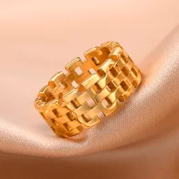 Anéis de banda chique feminino anel de corrente cor de ouro banda de aço inoxidável alianças de casamento delicadas joias minimalistas femininas AA230323