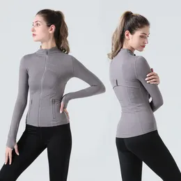 Yoga kadın uzun kollu düz renkli çıplak spor şekillendirme bel sıkı gevşek jogging spor giyim koşu ceket kadınlar ince fiess ceket giymek