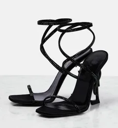 A114 Summer Sandals Top Opyum 신발 Crystal-fellished Alkle Straphy High Heels 파티 드레스 웨딩 레이디 Elegant