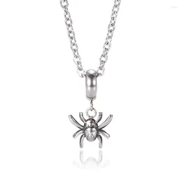 Pendant Necklaces Fashion Stainless Steel Spider Pendants Round Link Chain Men Women Silver Color Necklace Jewelry Accessories Gift PD0560