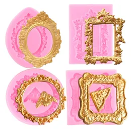 Baking Moulds Po Frame Fondant Mould Baroque Lace Silicone Mould DIY Cake Decorating Chocolate Candy handmade jewelry Polymer Clay resin 230323