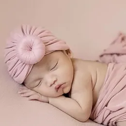 Baby Mädchen Jungen Mützen Schönes Donut Stirnband Haarschmuck Kinder Haarbänder Weiche Baumwolle Hut Kinder Kopfbedeckungen Rosa Beige Lila Grün Schwarz 18 Volltonfarben