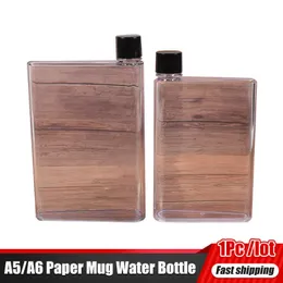 water bottle A5/A6 Paper Mug Water Bottle Portable Clear Book Water Bottle Flat Plastic Cups Creative Gift dent Sports Handy Cup P230324