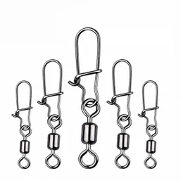 Fishing Hooks 5/100PCS Pike Fishing Accessories Connector Pin Bearing Rolling Swivel Stainless Steel Snap Fishhook Lure Swivels Tackle P230317