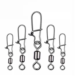 Ganchos de pesca 5/100pcs Acessórios de pesca de pike rolamento de pinos do conector Rolamento de rolamento de aço inoxidável Snap Fishhook Swivels Tackle P230317