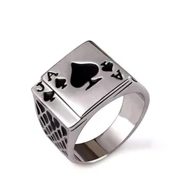 Silver Poker Ring for Men Ace of Spades Finger ring Man Black Jack Rings Summer Jewelry Gift Wholesale Price