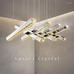 Lampadari Lampada a sospensione a LED in cristallo di lusso moderno per soggiorno, camera da letto, cucina, lampadario a soffitto cromato argentato