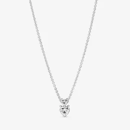 Dubbelhjärta hänge mousserande halsband för pandora riktiga sterling silver bröllop designer smycken för kvinnor cz diamant kärlek halsband med original lådan