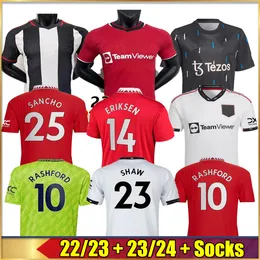 2023 2024 B. Fernandes Soccer Jerseys Unit Cavani Rashford Van de Beek 22 23 24 24 Hem Away 2024 Humanrace Fourth Football Shirts for Man Kids Kit Player Version
